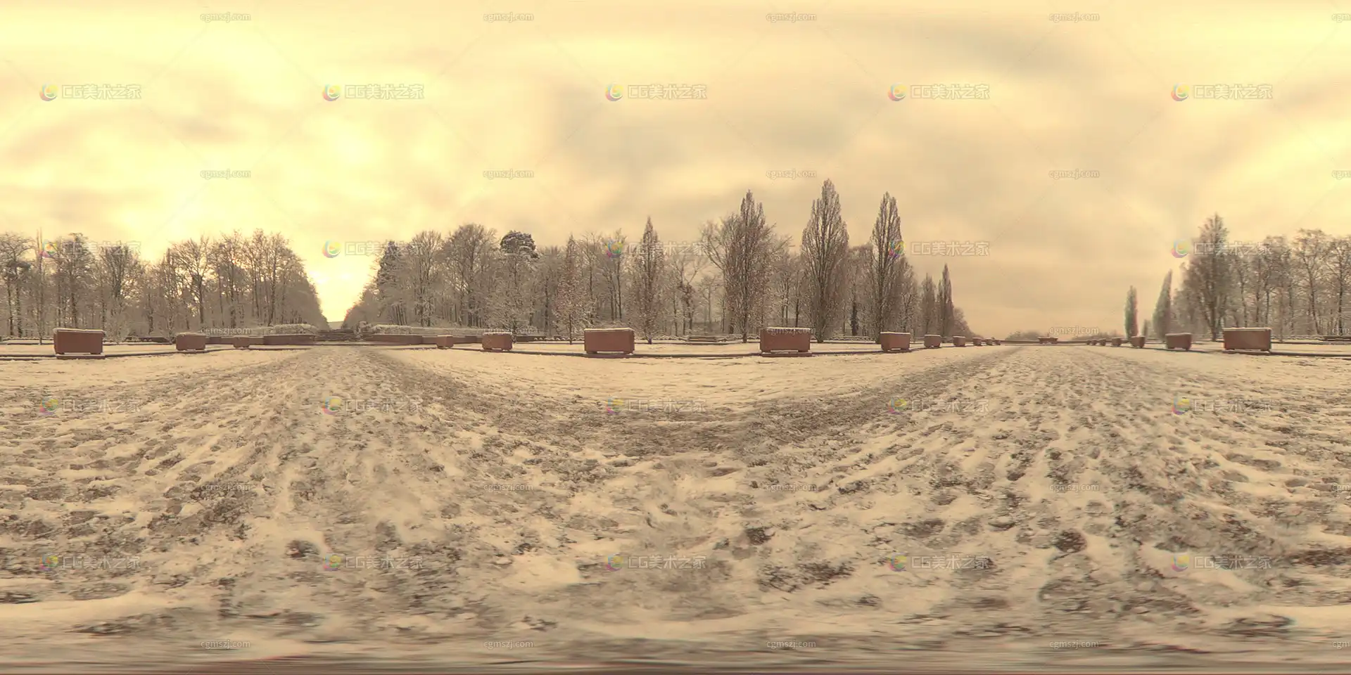 复古雪景公园风景贴图