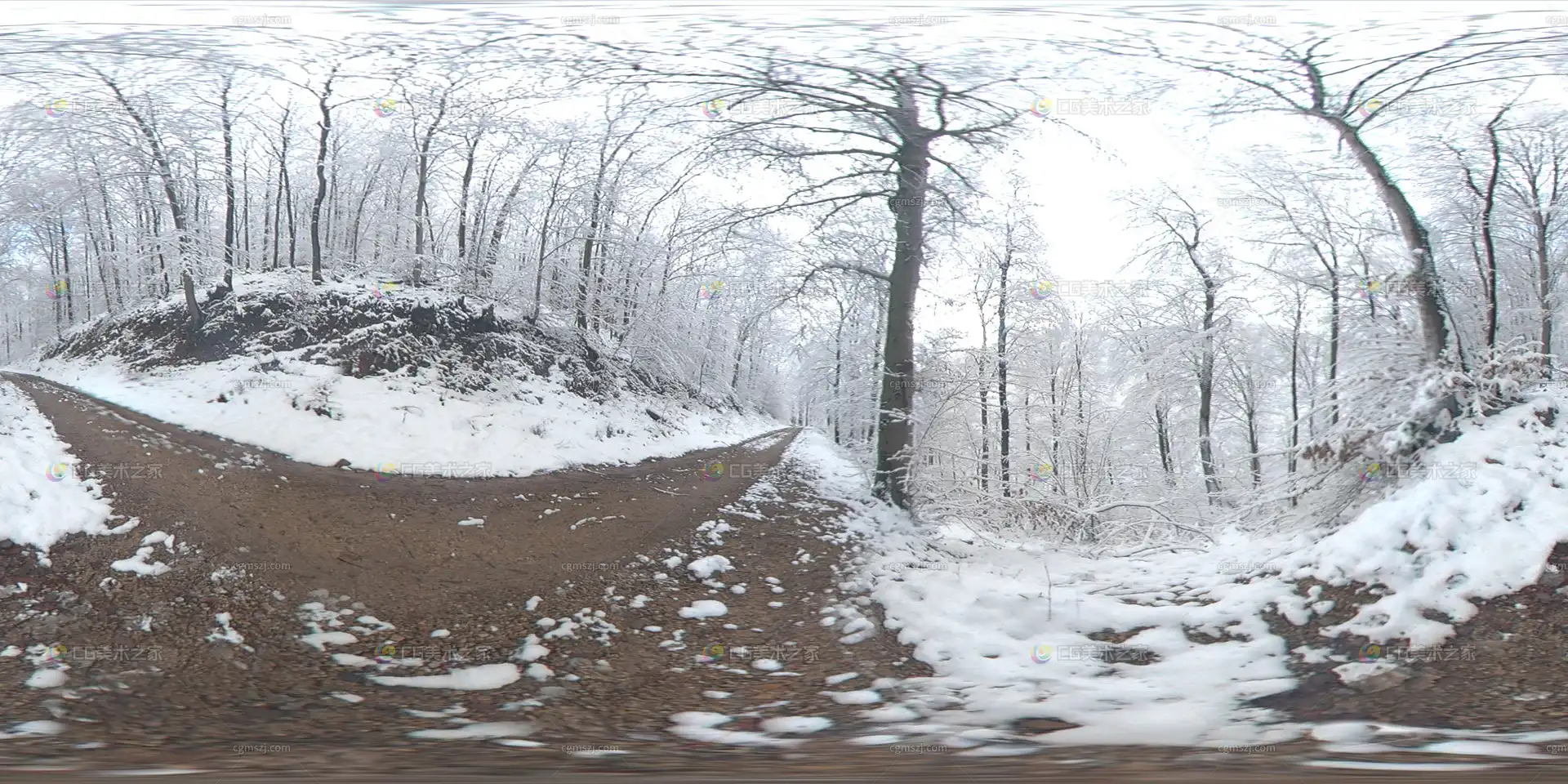 冬日雪景山林小径贴图