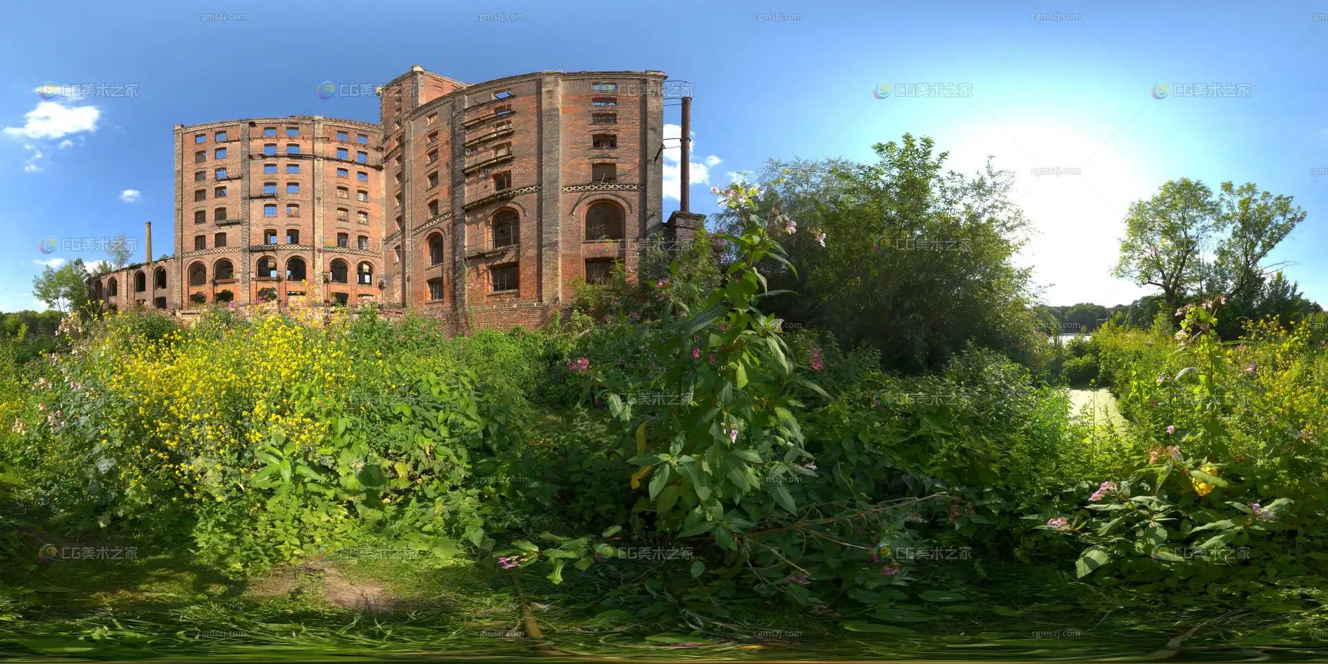 荒废弃红砖建筑景观贴图