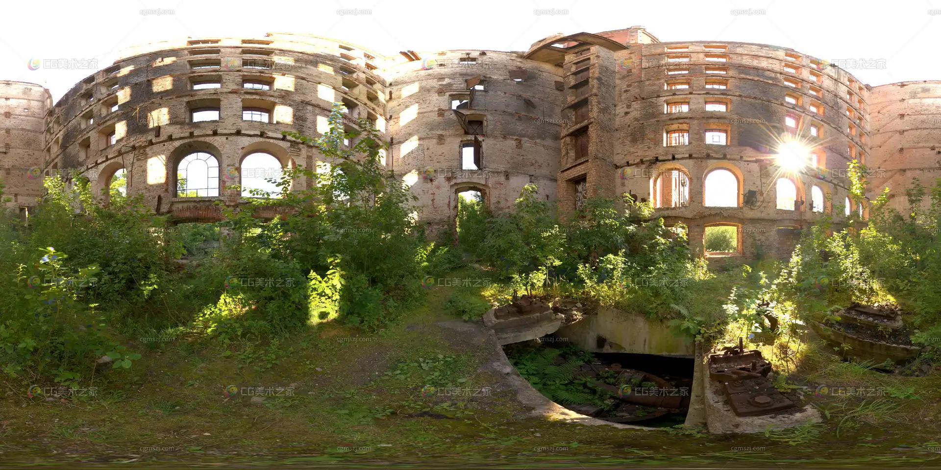 废弃环形建筑景观贴图