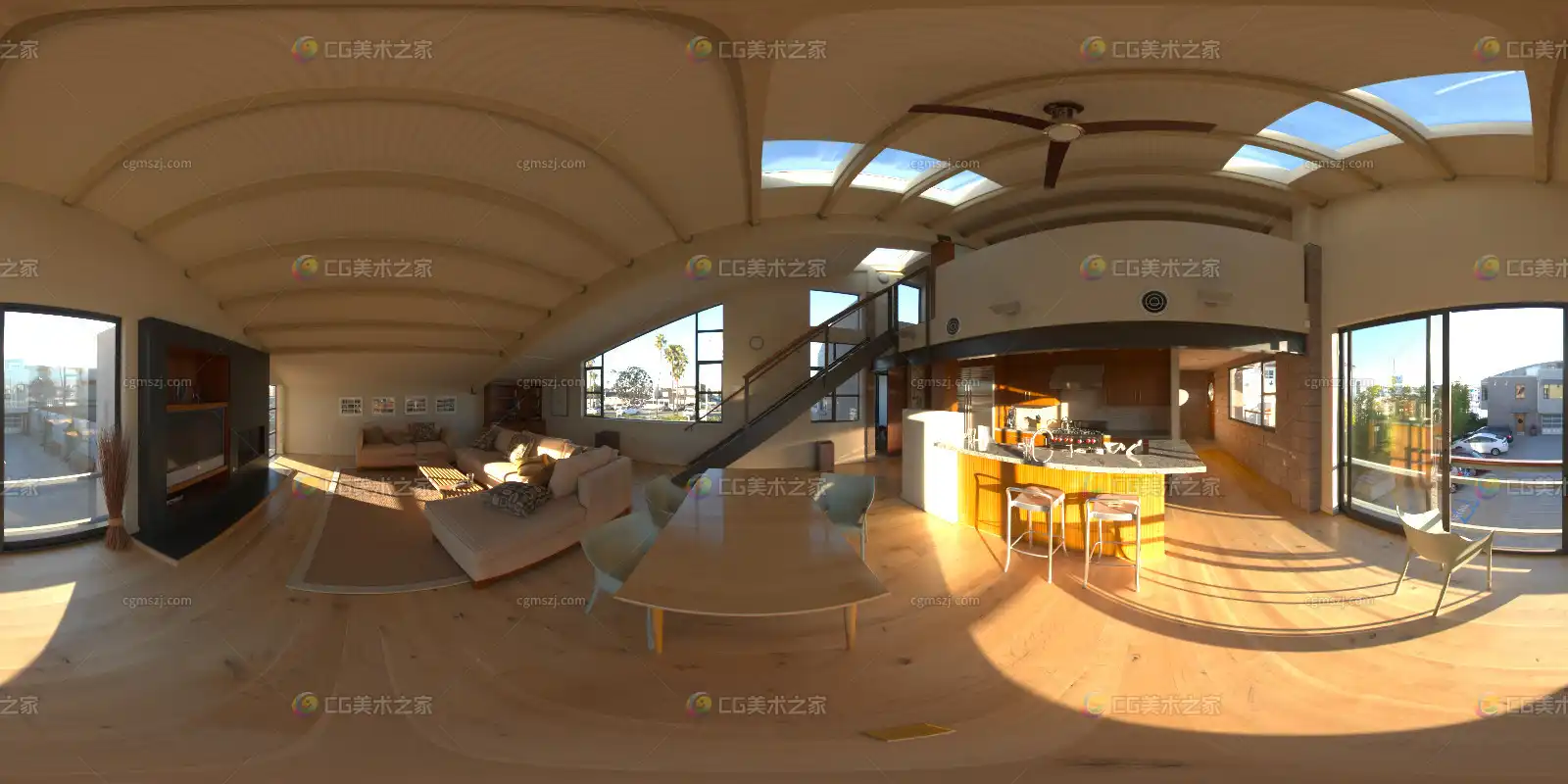 现代loft客厅贴图