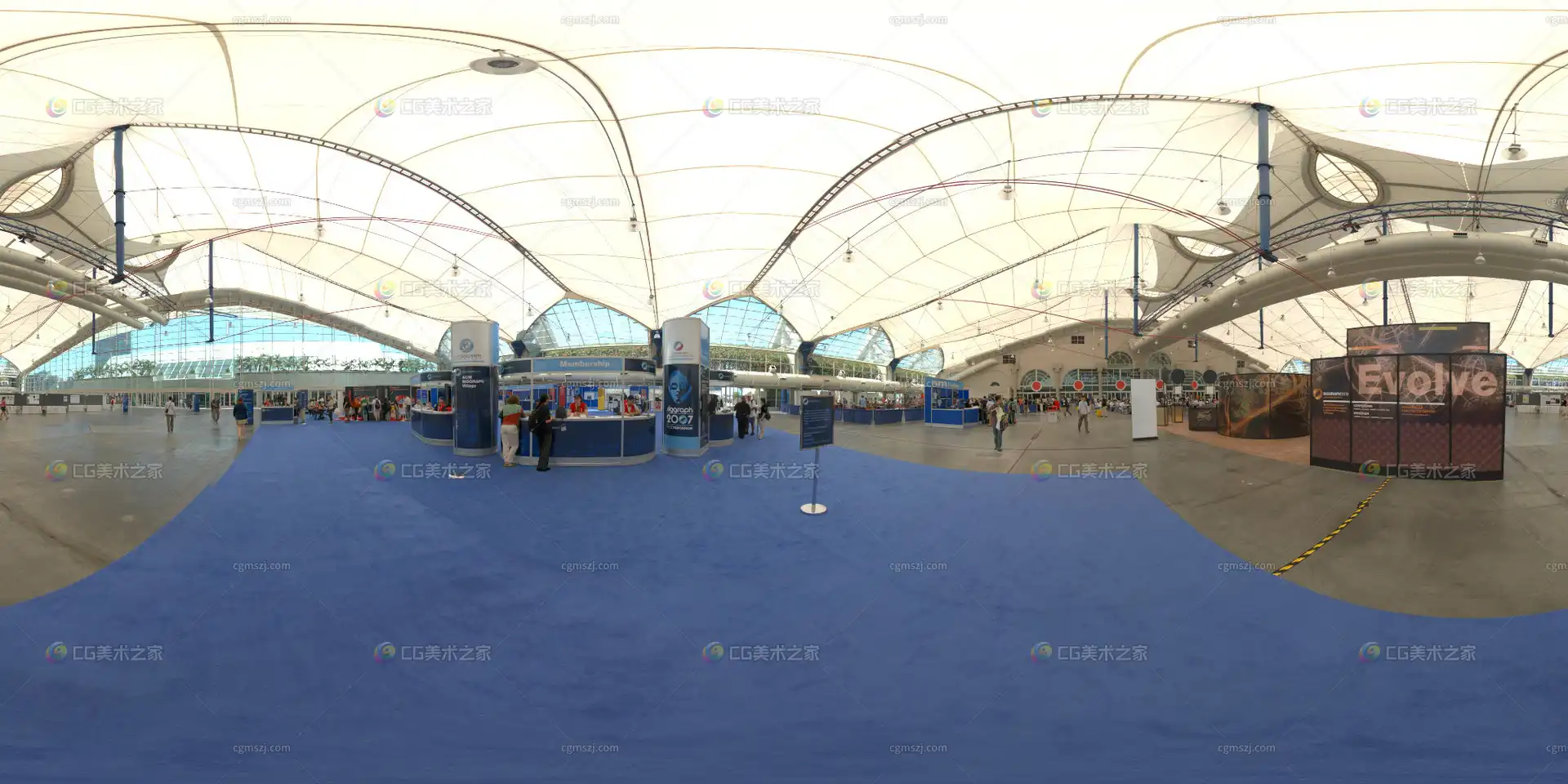 现代会展中心全景贴图