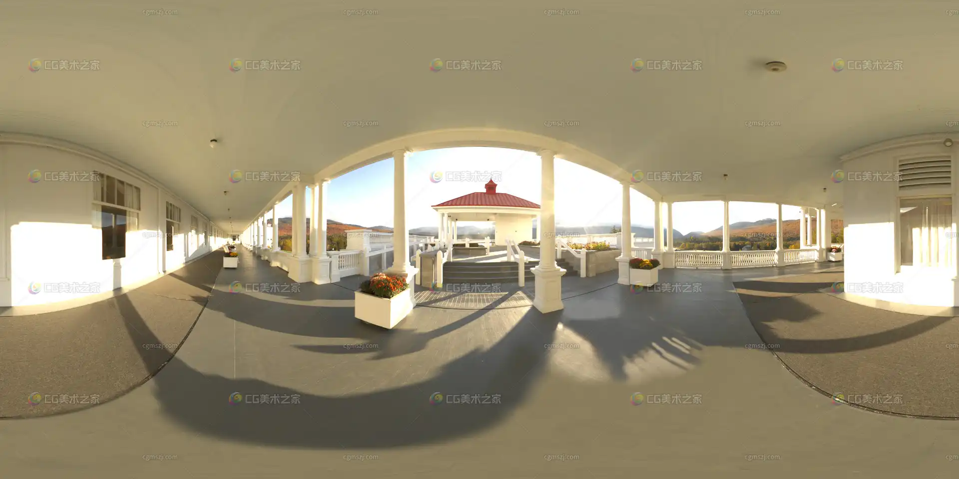 白色柱廊景观贴图