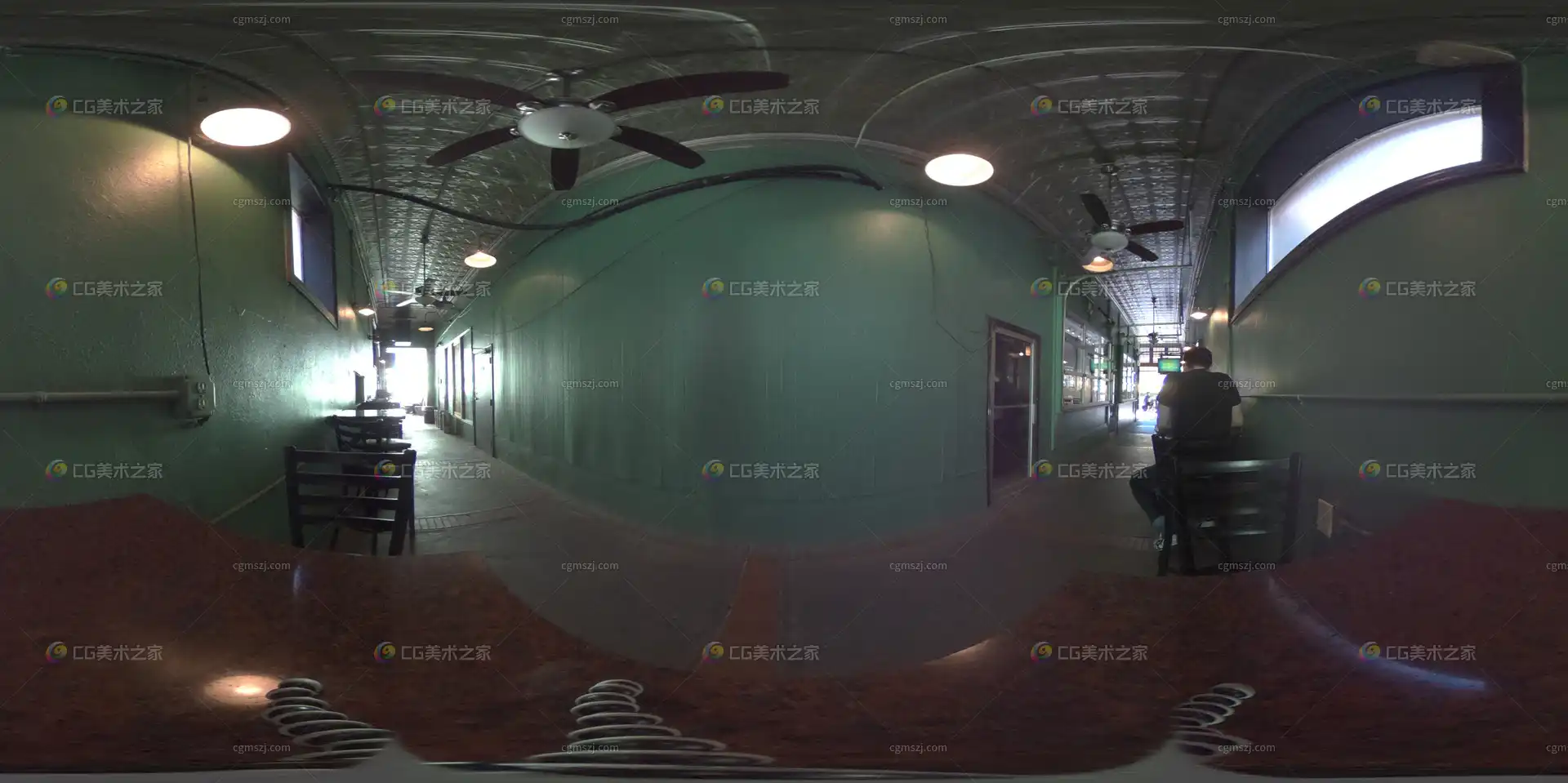 复古走廊全景贴图