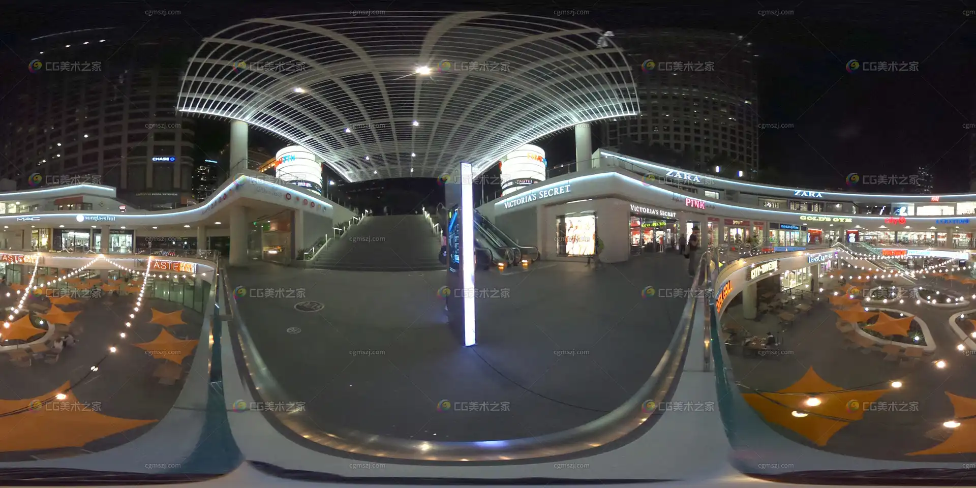 商业广场夜景全景贴图
