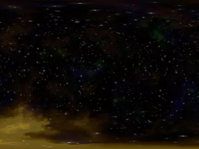 星空与橙黄色云状天体全景贴图