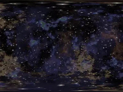 蓝紫与橙黄色星云团全景贴图