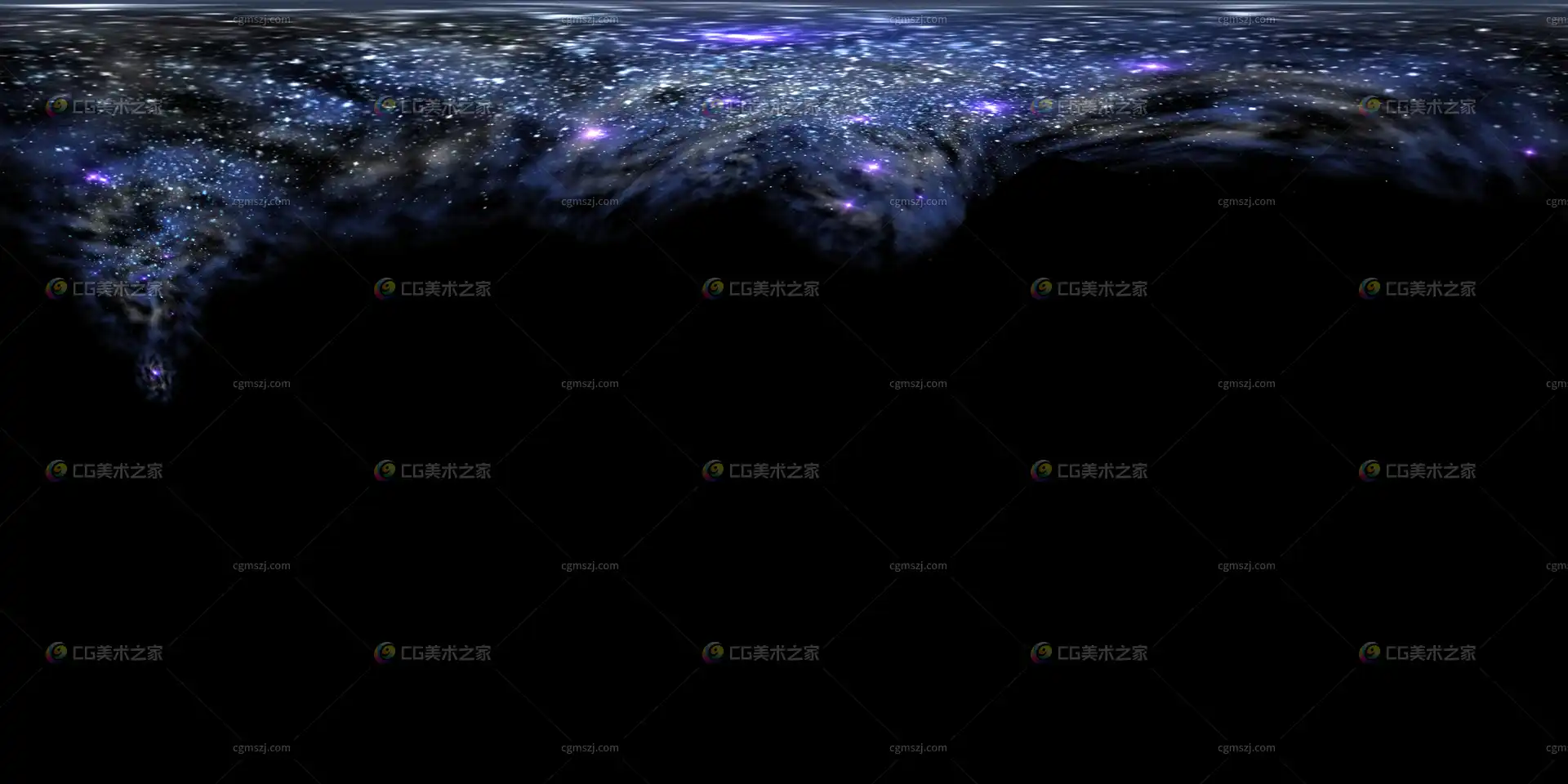 蓝紫色银河星系全景贴图