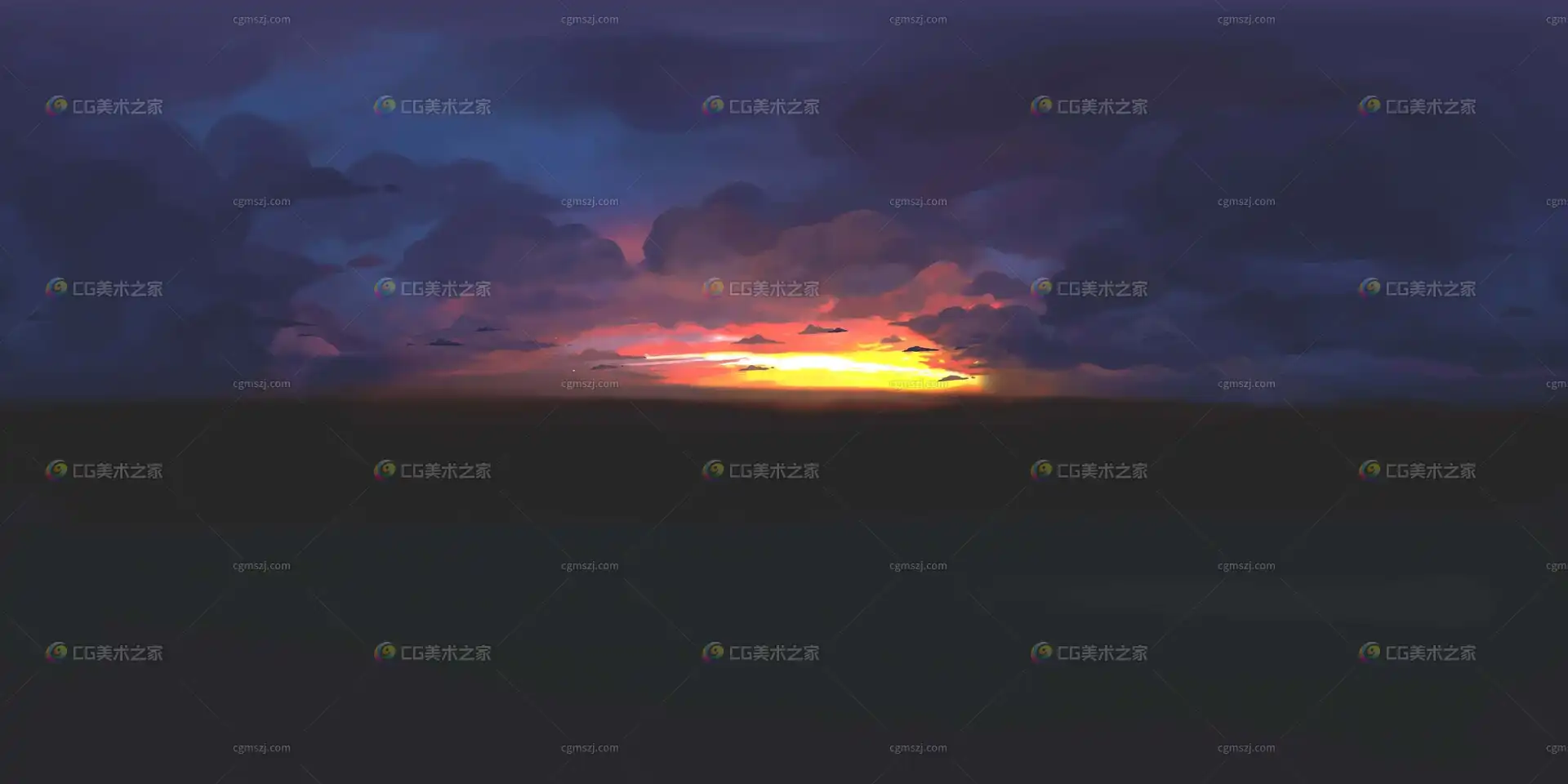 漫画卡通落日天空贴图