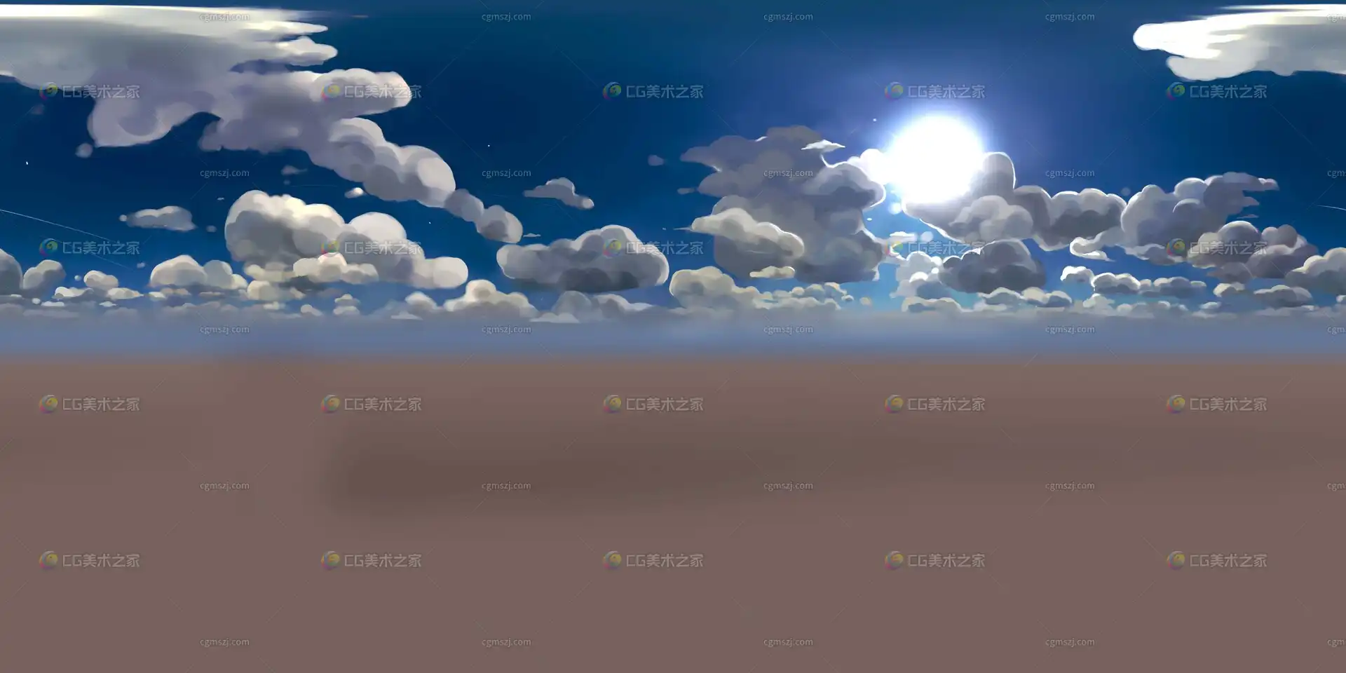 晴朗天空漫画卡通全景贴图