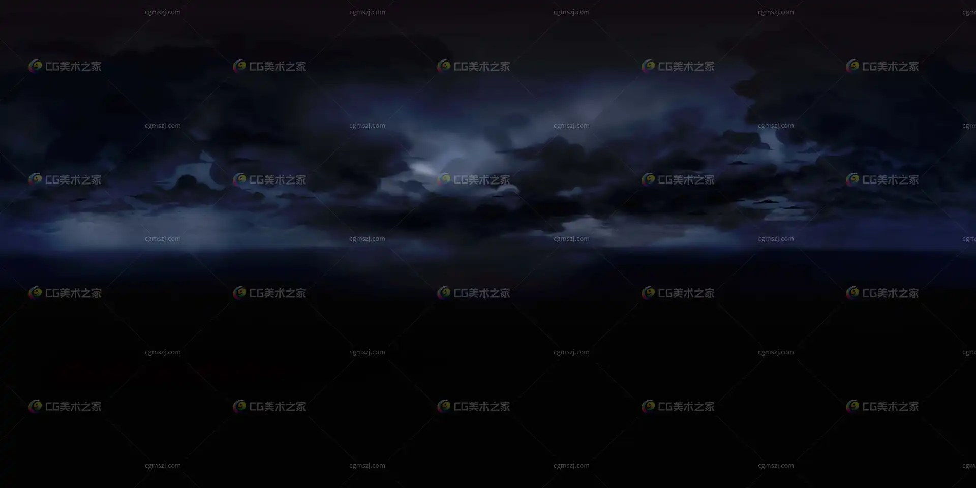 深夜天空漫画卡通全景贴图 