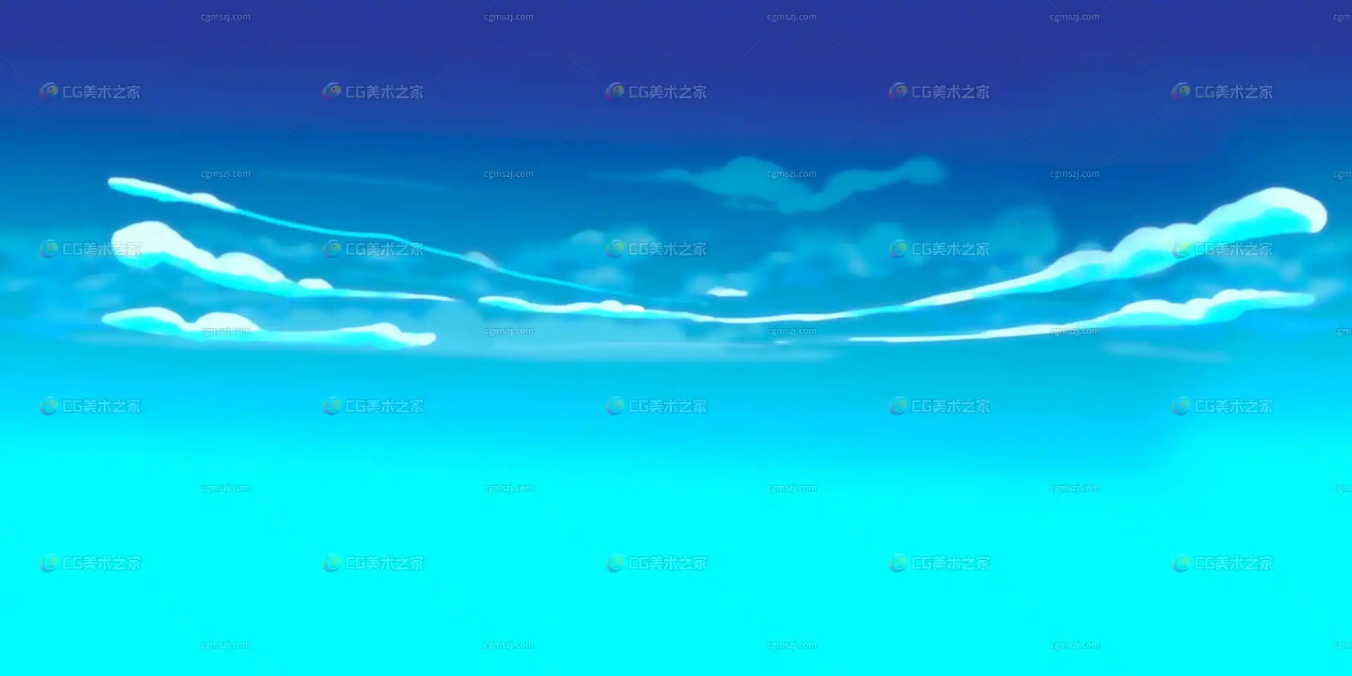 蓝天碧海卡通贴图