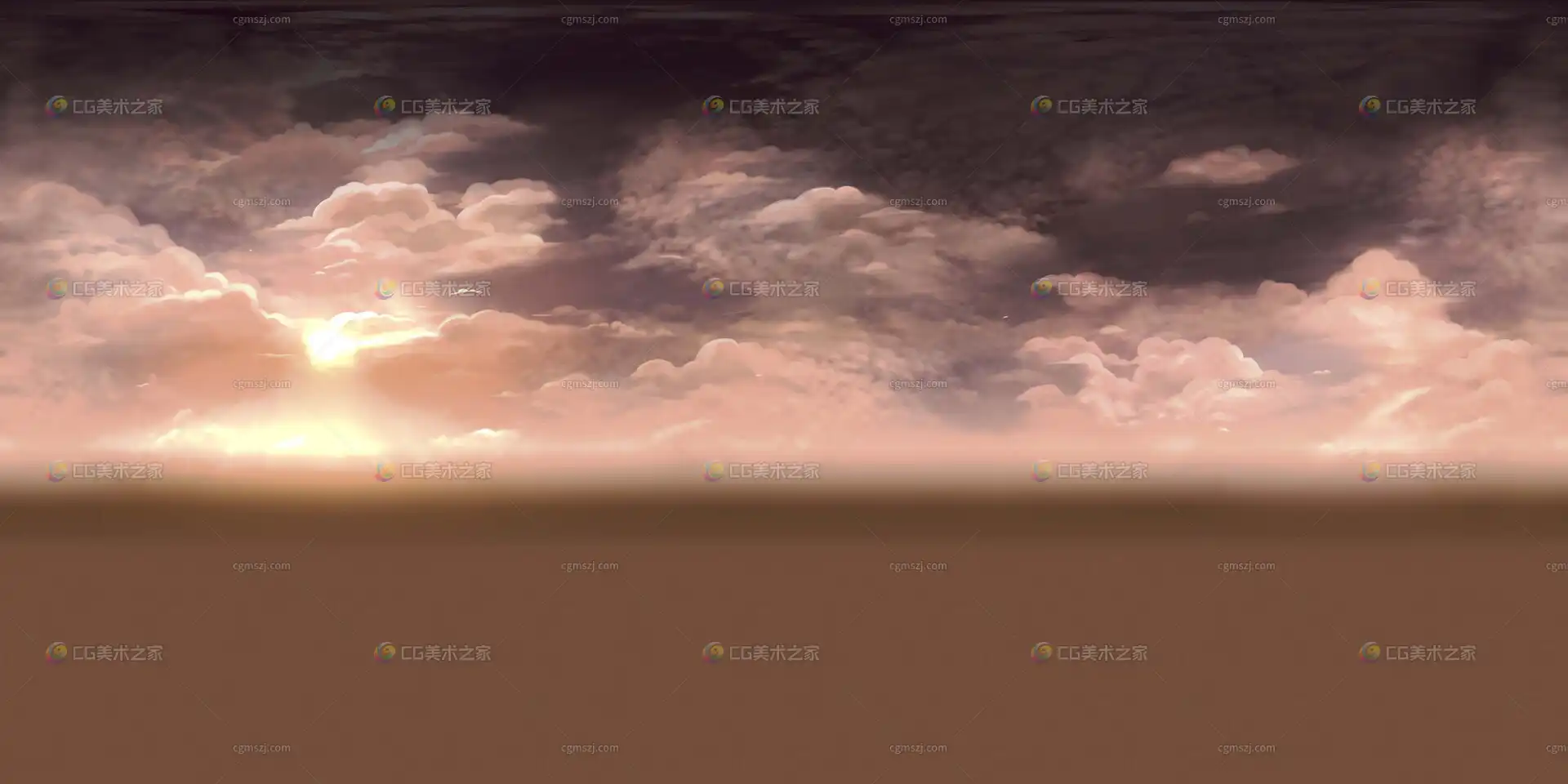 粉橙云霞天空贴图 