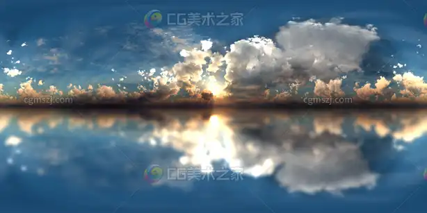 日落水面倒影贴图