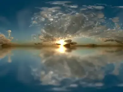 日落天空水面倒影贴图