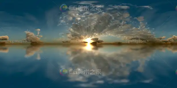 日落天空水面倒影贴图