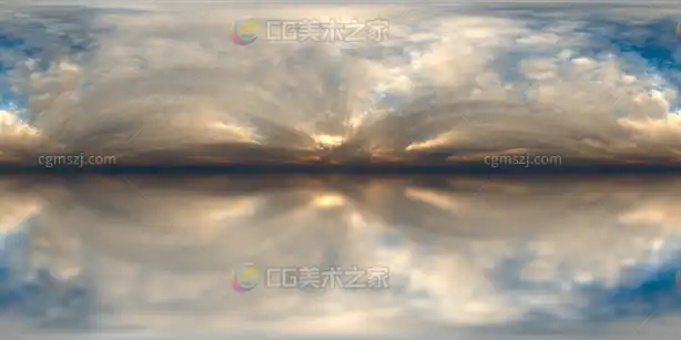 黄昏日落水面倒影贴图