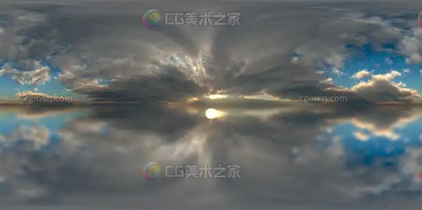 日出天空倒影全景贴图