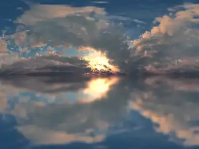 日出水面倒影全景贴图
