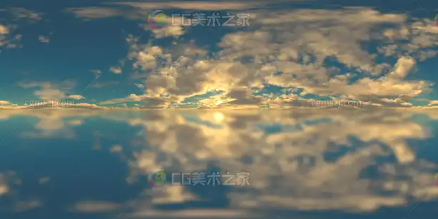 天空落日水面倒影贴图