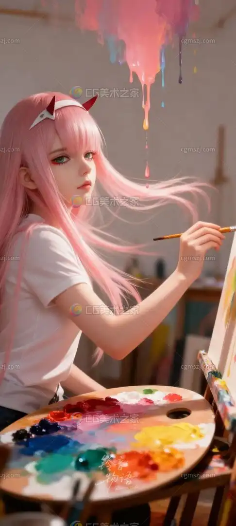 画画的二次元美女