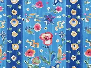 波普风多彩花卉条纹布艺贴图